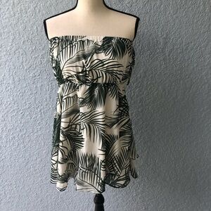 Express Green and White Strapless Dress